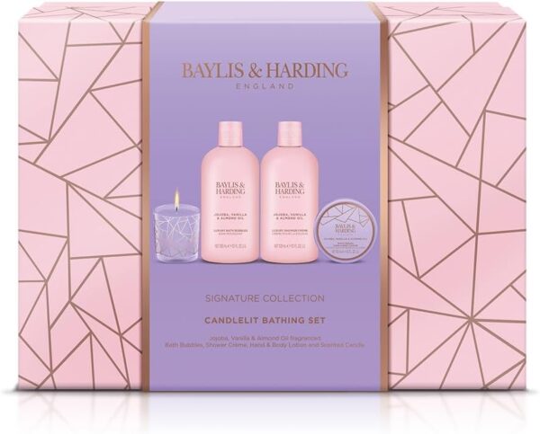 Baylis & Harding Jojoba, Vanilla & Almond Oil Luxury Candlelit Bathing Gift Set - Image 4